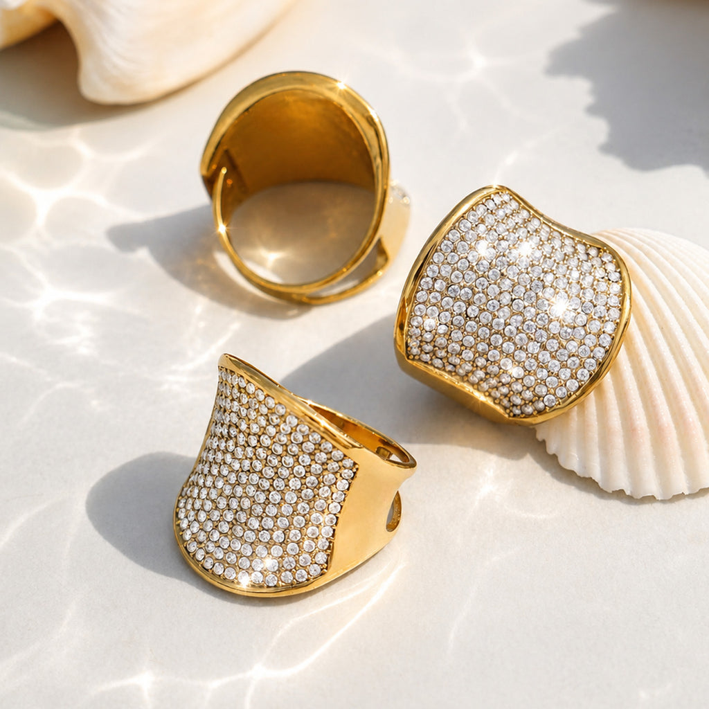 Side-opening Stainless Steel 18k Gold-plated European And American-style Ring For Women
