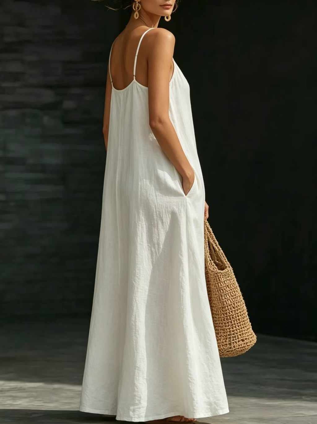 Summer Beach Strap Long Dress Loose And Flowing Casual Strap Long Dress Vacation Style Dress