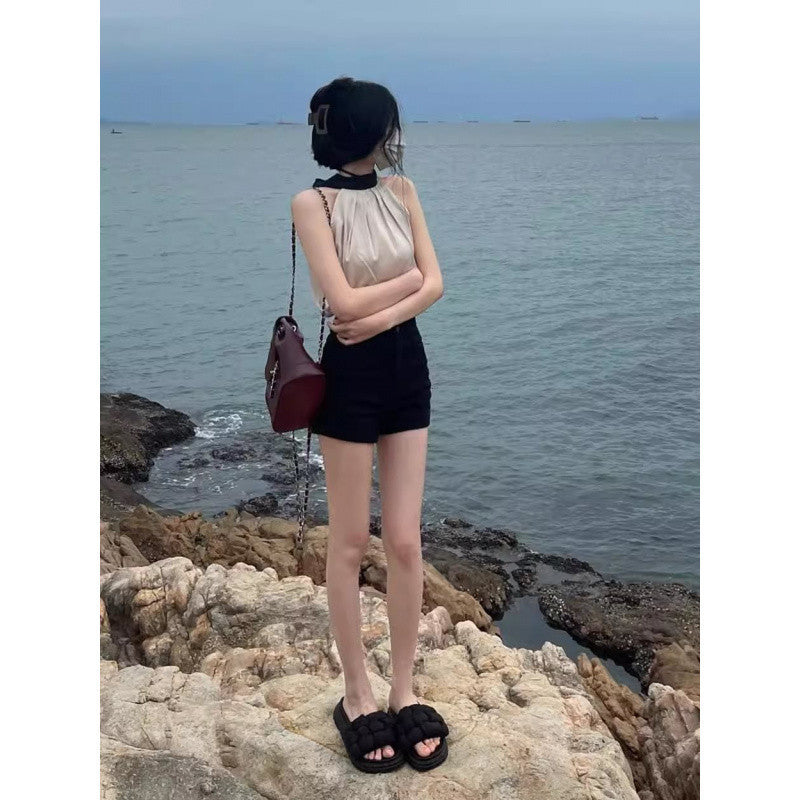 Hollow-shoulder Loose Chiffon Top
