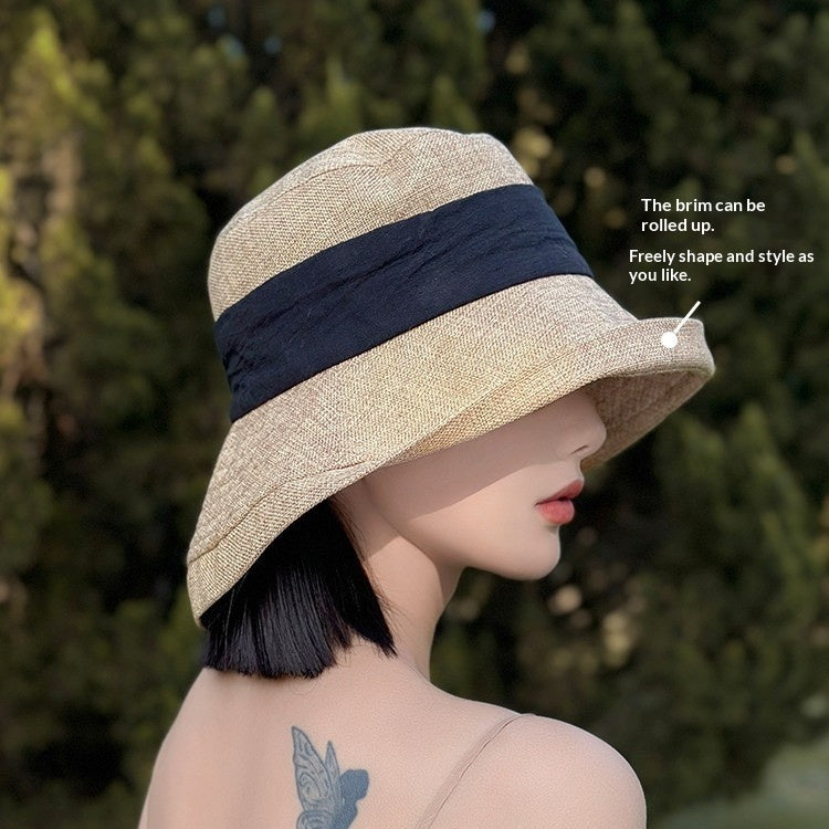Japanese-style High-quality Large-brimmed Bucket Hat For Women Summer Season