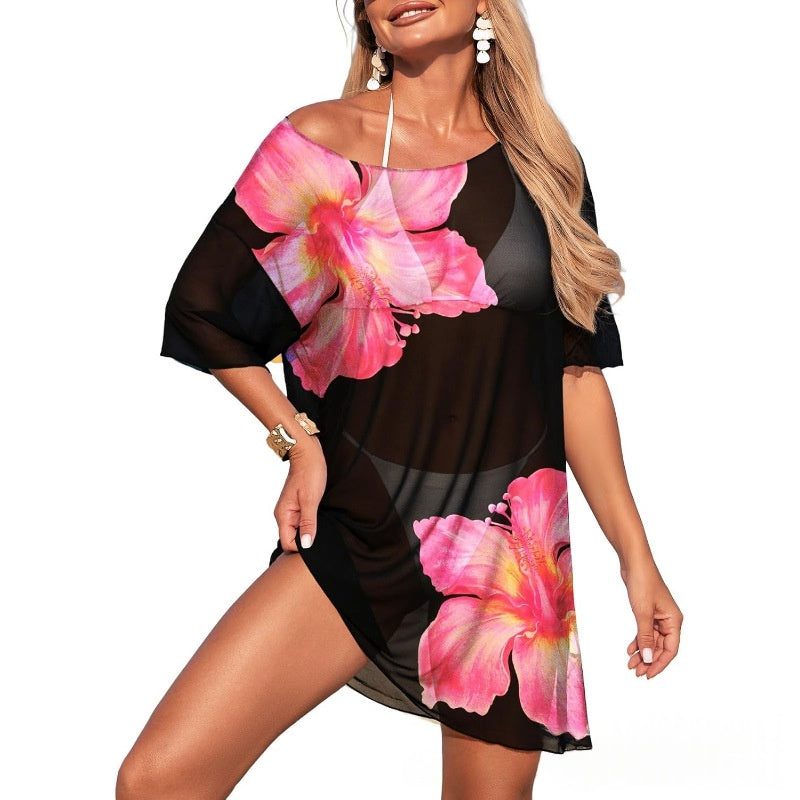 Womens Swimsuit Sheer Mesh Sun-Protective All-Match Cover-Up