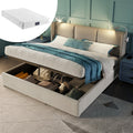 Polsterbett Doppelbett Stauraum Bettkasten Leselicht Mit USB Ladefunktion Kopfteil,Stauraumbetten Bettgestell Aus Leinenmaterial Jugendbett 140x200 Mit Lattenrost Mit Matratze