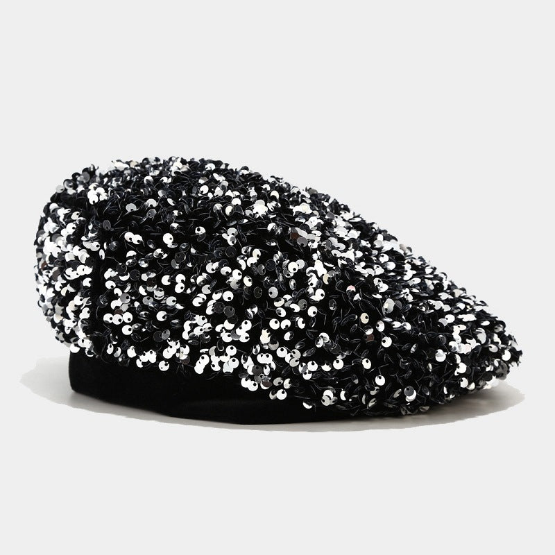 The Lady's Colorful Sequined Trendy And Cool Beanie Is Suitable For Attending Banquets, Daily Commuting, And Dating. It Can Also Be Used For Dressing Up.
