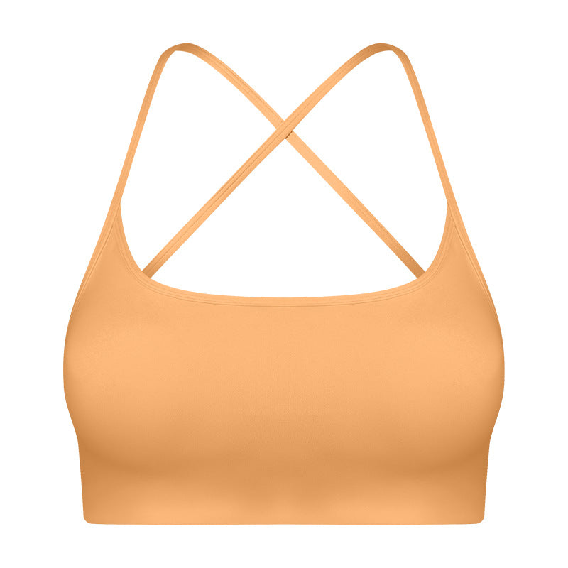 Summer Outdoor Wear Crisscross Back-enhancing Sports Bare-feel Bra With Thin Straps