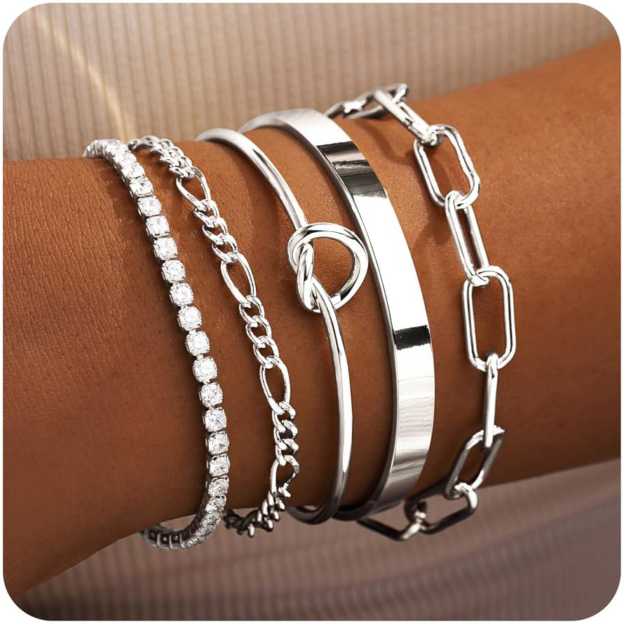 Womens Fashionable Cuban-Chain Adjustable Bracelet