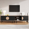 Lowboard TV Cabinet, TV Stand For The Living Room, TV Cabinet With 2 Cabinets, TV Board With Open Shelves, Wood Color  Black, Suitable For 80-inch TVs