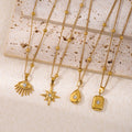 Stainless Steel Inlaid Rhinestone Pendant Necklace