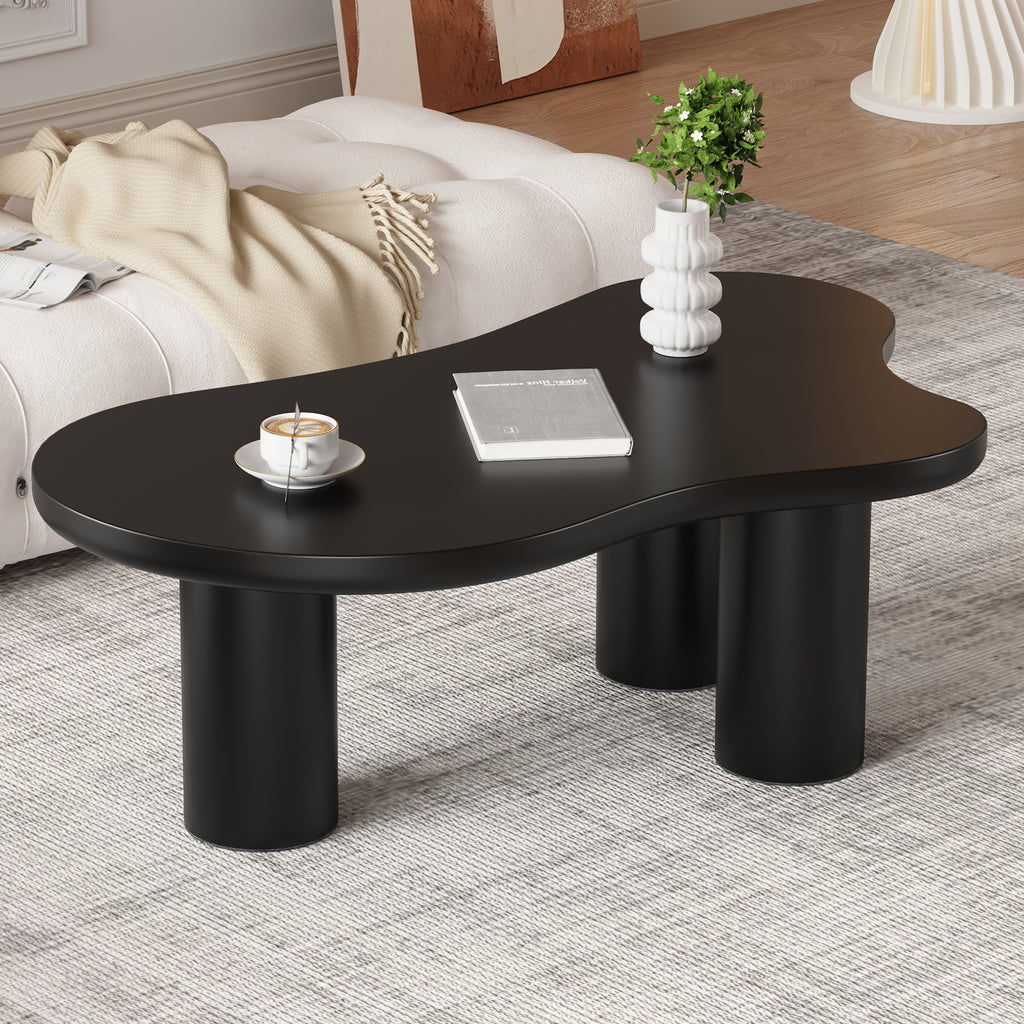 Irregular Coffee Table In Cloud Shape, 107cm Length, 66cm Width, 40.5cm Height, MDF Table Top And PVC Legs, With Felt Backing
