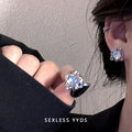 2026 New Japanese Korean Niche Design Moonstone Stud Earrings For Women, Trendy Cold Minimalist Style Light Luxury High-End Fashion Ear Jewelry