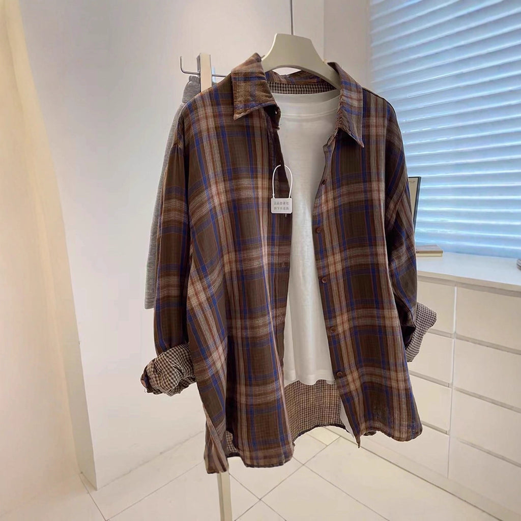 Fashionable Loose-fit Laid-back Vintage-style Versatile Blouse Cardigan Top