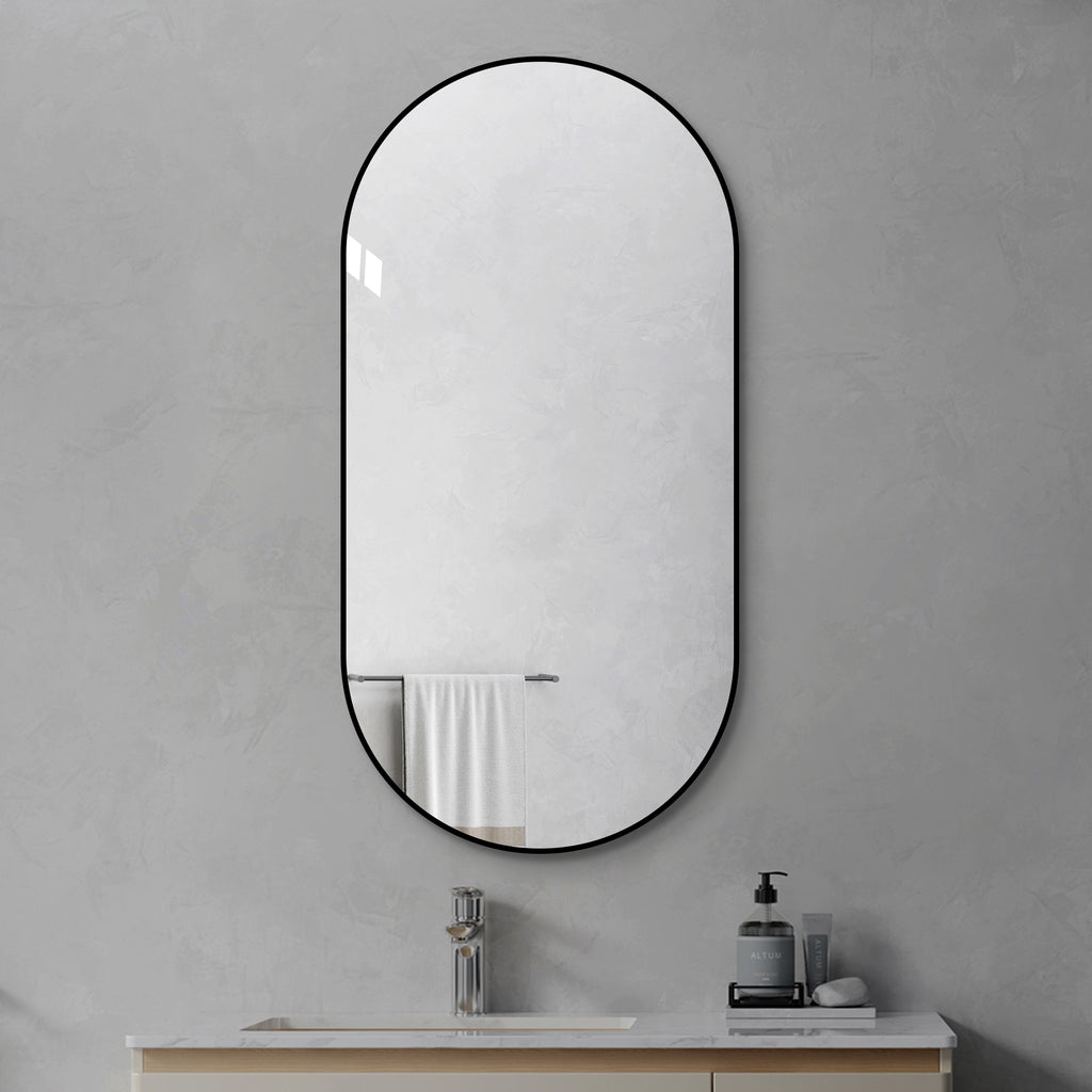 48x24 Inch Black Bathroom Vanity Mirror Wall Mounted, Framed Wall Mirror For Bathroom, Vertical Or Horizontal Hanging, Modern HD Mirror For Bedroom, Entryway