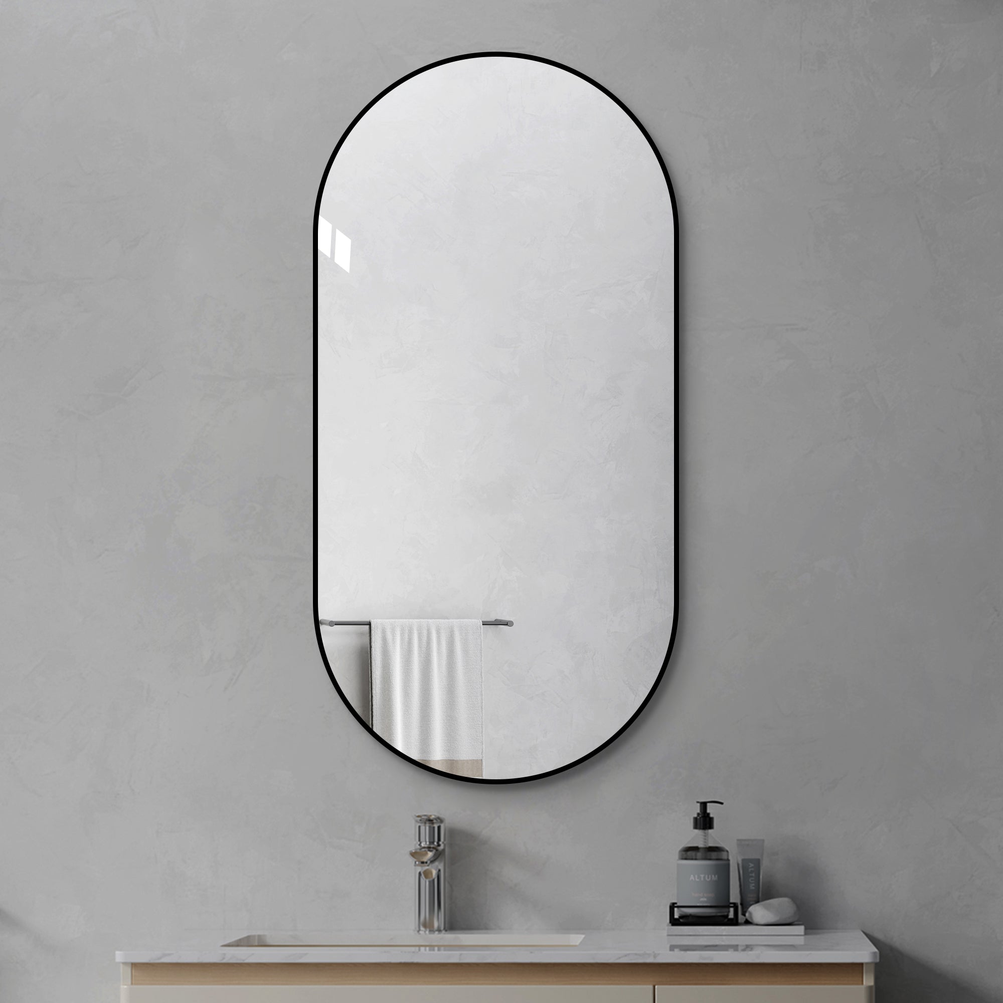 48x24 Inch Black Bathroom Vanity Mirror Wall Mounted, Framed Wall Mirror For Bathroom, Vertical Or Horizontal Hanging, Modern HD Mirror For Bedroom, Entryway