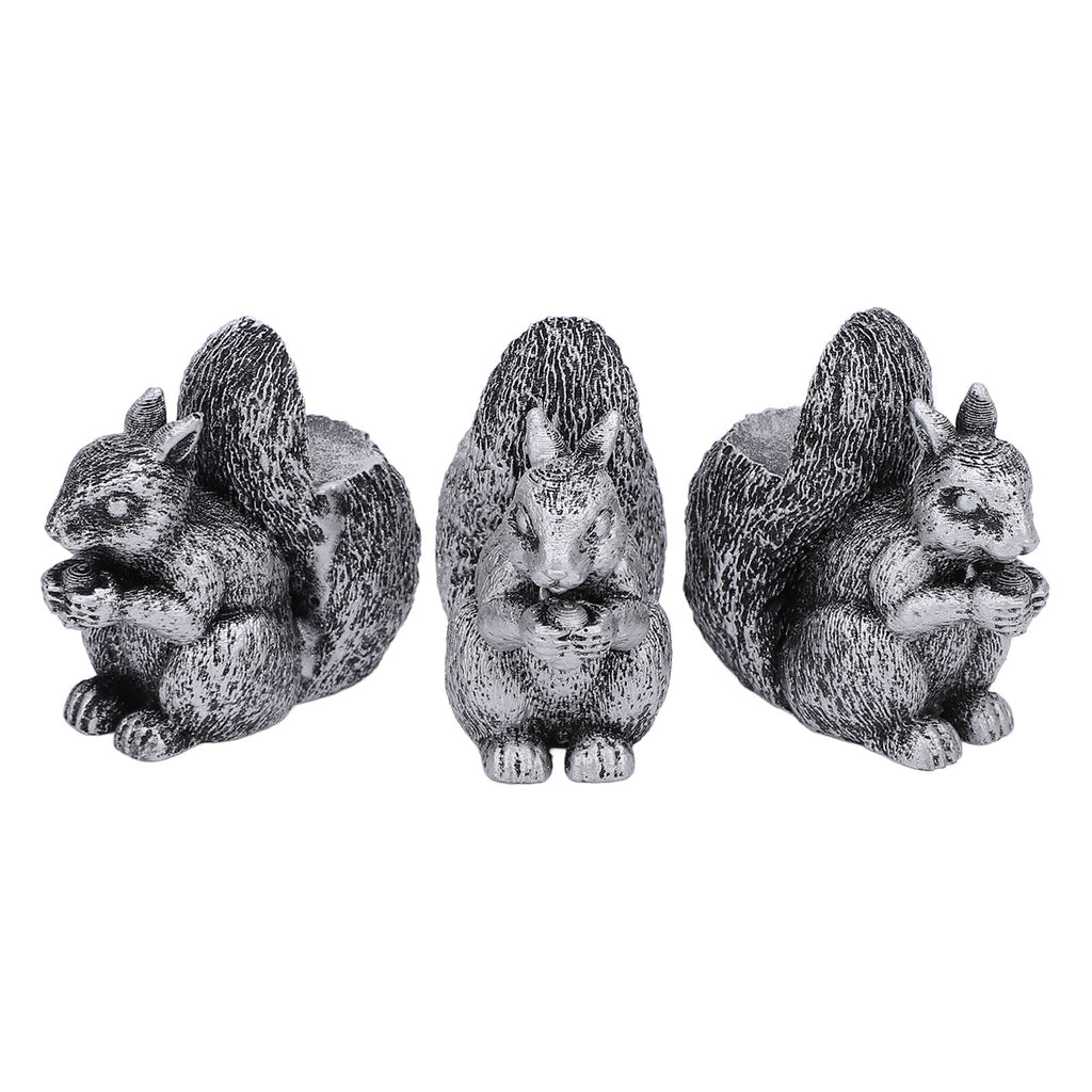 3PCS Flower Pot Decorative Feet Resin Animal Statue Plant Pot Support Feet Planter Riser For Outdoor Garden Squirrel