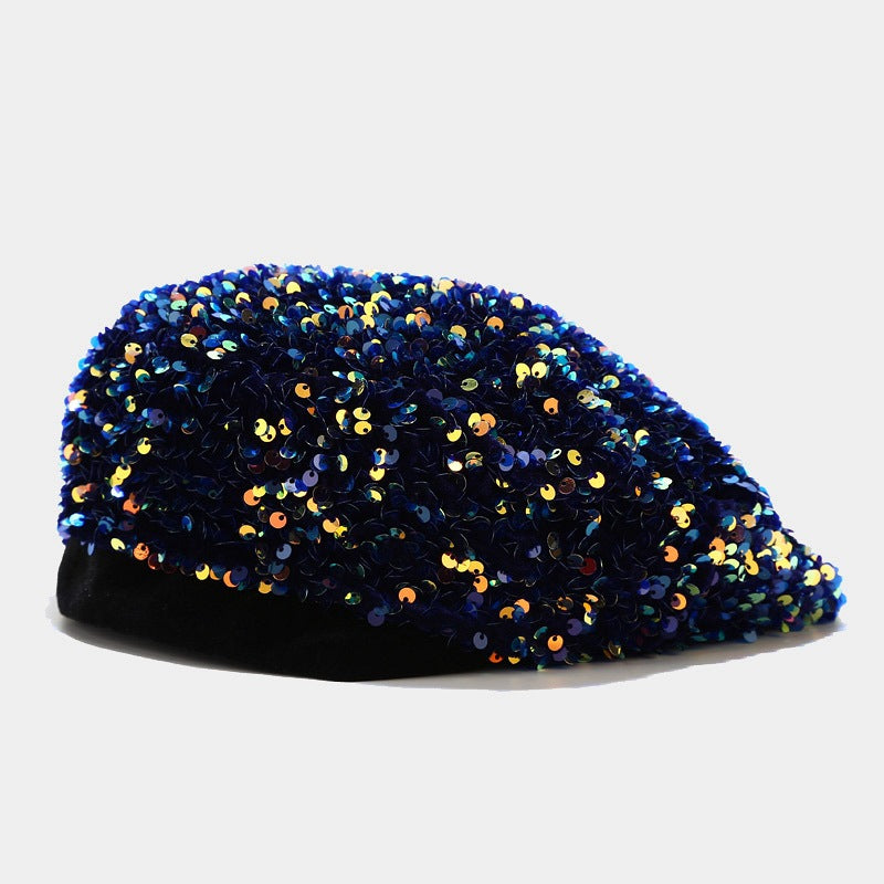 The Lady's Colorful Sequined Trendy And Cool Beanie Is Suitable For Attending Banquets, Daily Commuting, And Dating. It Can Also Be Used For Dressing Up.