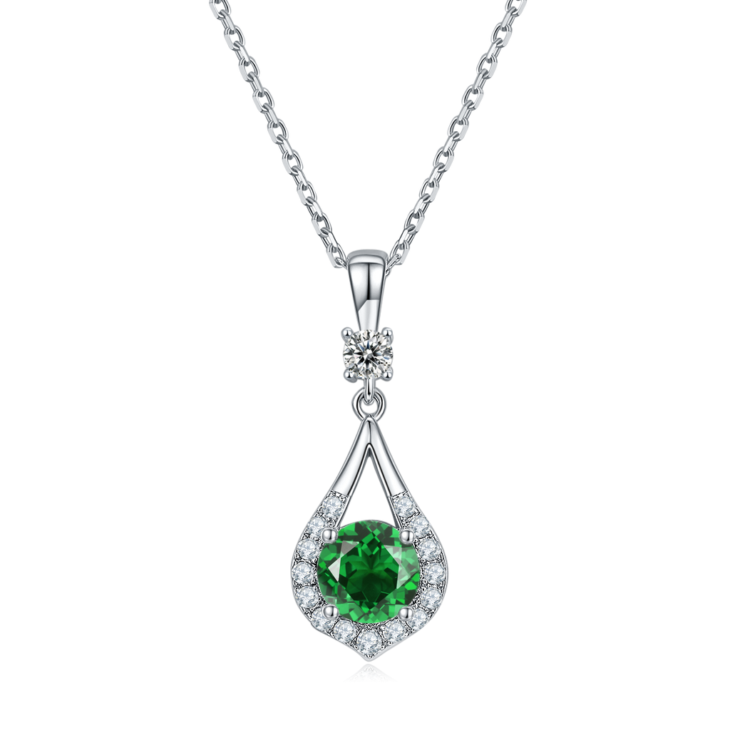 S925 Sterling Silver Teardrop Halo Necklace, 1ct D-VVS1 Moissanite & Lab-Grown Gems, Platinum Plated 1.7g With GRA Certificate Gift Box
