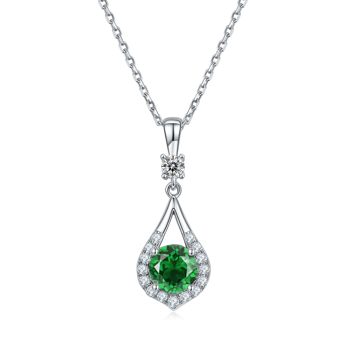S925 Sterling Silver Teardrop Halo Necklace, 1ct D-VVS1 Moissanite & Lab-Grown Gems, Platinum Plated 1.7g With GRA Certificate Gift Box