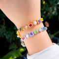 Shell Pearl Diamond Set Colored Zircon Bracelet