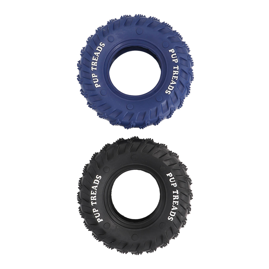 2Pcs Blue Black Rubber Tire Dog Chew Toy Safe Tire Shape Rubber Pet Chew Toy For Medium Large Dogs
