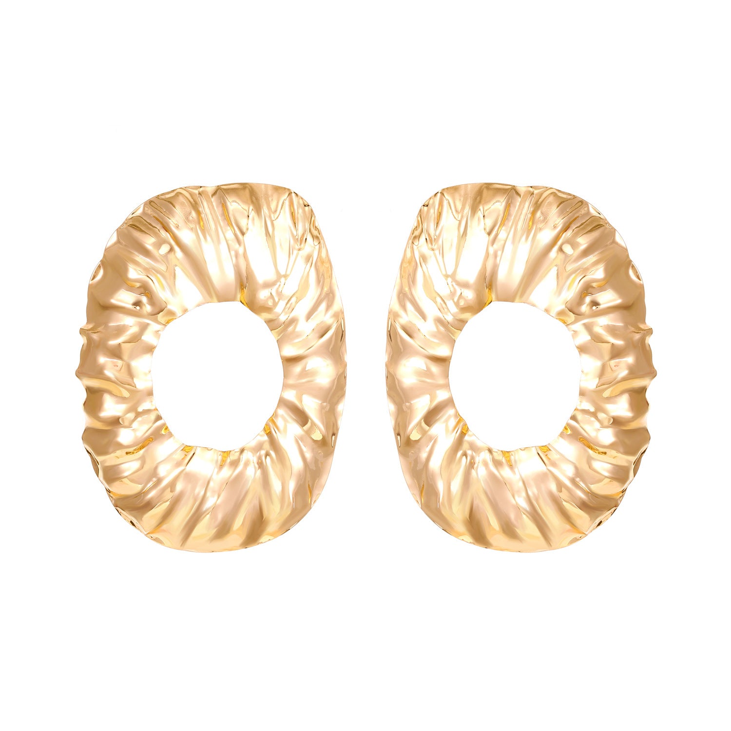 Bold Retro Irregular Geometric Stud Earrings, European American Popular Lava Wrinkled Metal Texture Fashion Women Accessories