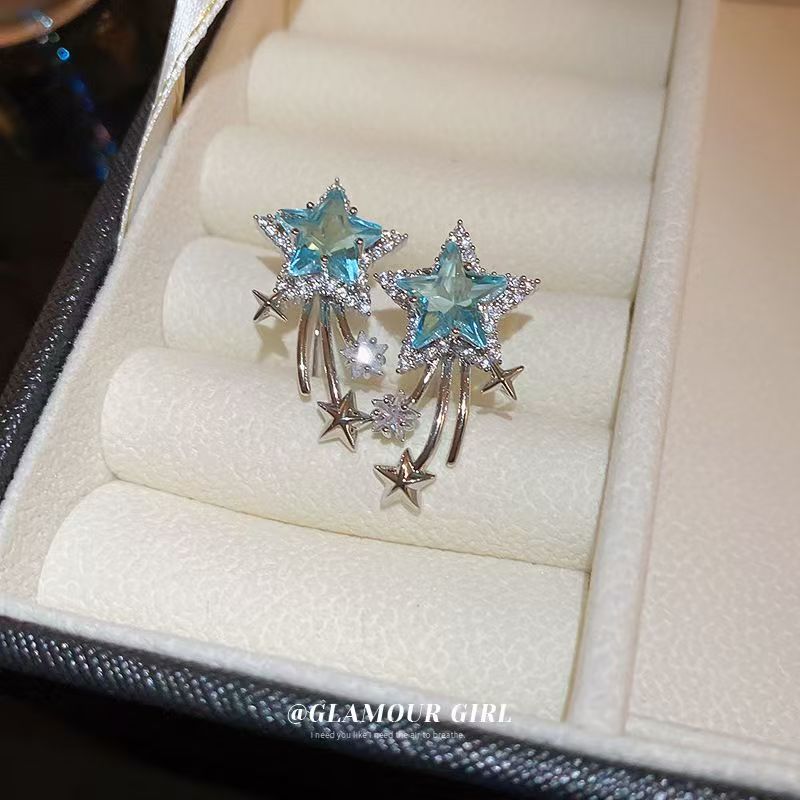 Summer Star Zircon Earrings, Niche Creative Designer Exquisite Studs, Elegant Light Luxury Fashion High-End Ear Jewelry