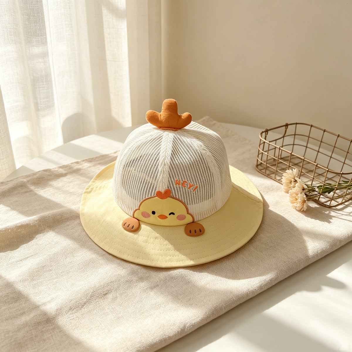 Children's Cartoon Animal-shaped All-net Thin-sleeved Breathable Cool And Cute Casual Fisherman Hat, Suitable For Traveling And Shopping.