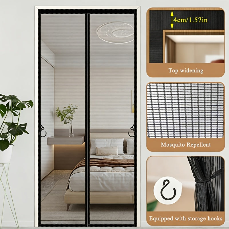 The Magnetic Screen Door Comes With Strong Adhesive Velcro, Easy To Install Without Tools. The Fine Mesh Keeps Out Mosquitoes While Allowing Airflow, The Magnets Make The Curtain Close Automatically,