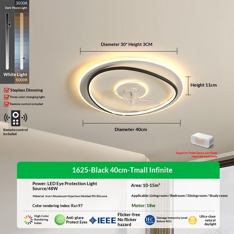 Ultra Thin Bedroom Fan Light Integrated With High-end Feel And Creamy Breeze