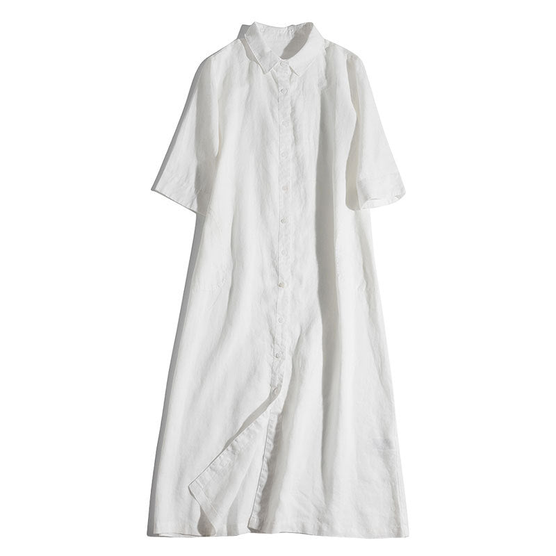Womens Solid-Color Minimalist Square-Neck Loose-Fit Shirt Dress
