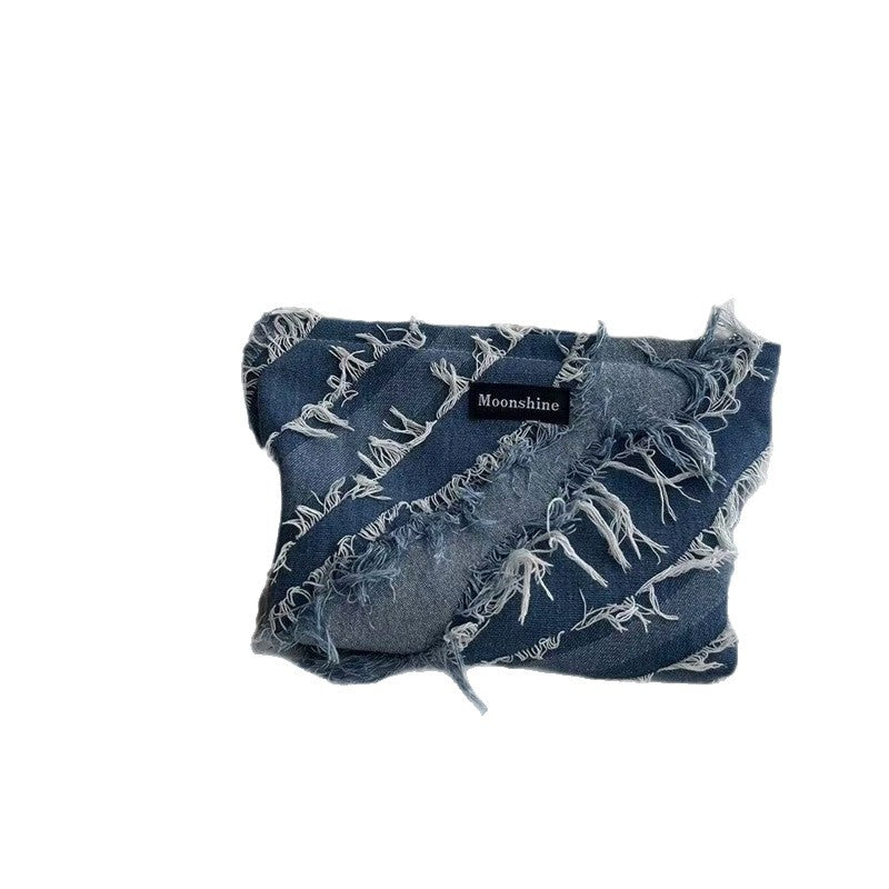 Denim Tassel Large-Capacity Storage Organizer Bag