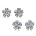 S925 Sterling Silver Heart Flower Stud Earrings, 5x5mm D-VVS1 Moissanite Cluster, Platinum Plated 3.4g Women's Jewelry Gift Box