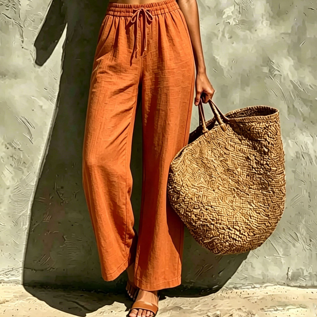 New Womens Casual High-waisted Loose-fitting Trousers With An Elastic Drawstring