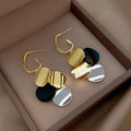 S925 Sterling Silver Needle Retro Hong Kong Style Color Contrast Round Sheet Tassel Earrings, INS Elegant Long Dangle Stud Ear Jewelry For Women