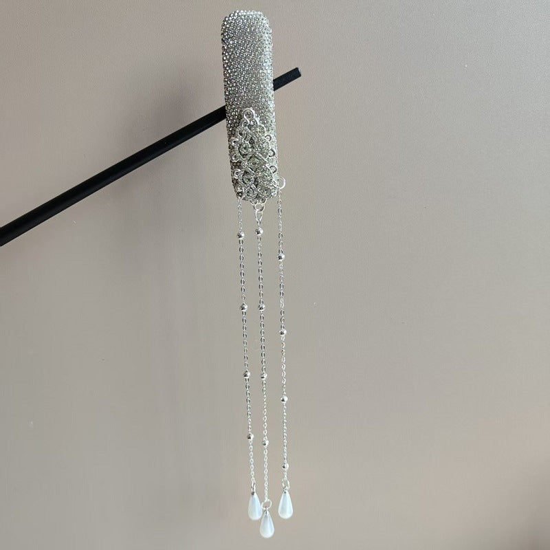 Affordable Luxury Pearl Waterfall Tassel Hair Clip