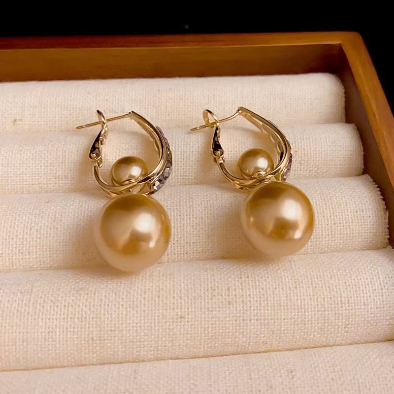 High-End Geometric Two-Way Wear Chanel Style Pearl Zircon Drop Earrings, Luxurious Exquisite Elegant Gentle Trendy Women Ear Jewelry