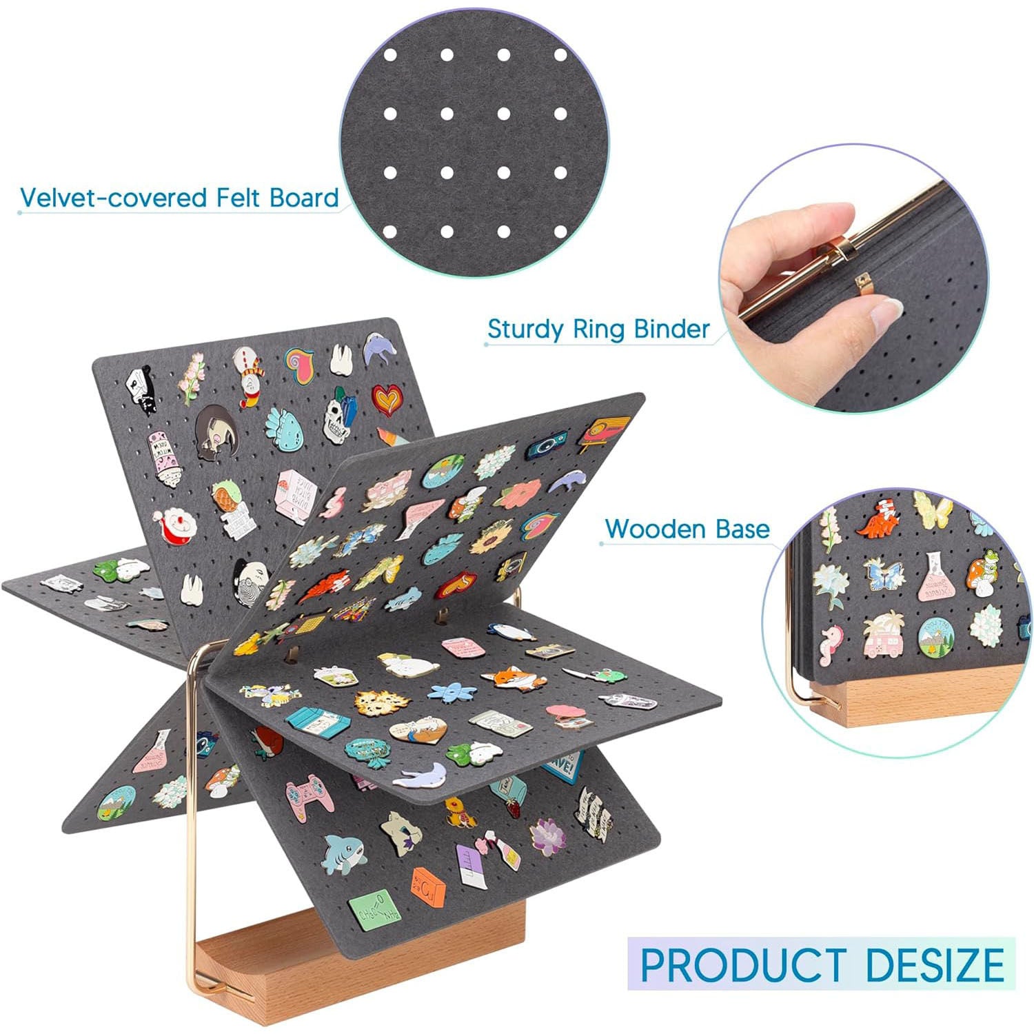 Brooch Display Fixed Collect Wooden Bracket