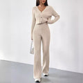 Women's Clothing Straight-leg Pants V-neck Washing And Drying Suit