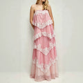 Women's Vintage Lace Ombre Strap Maxi Dress