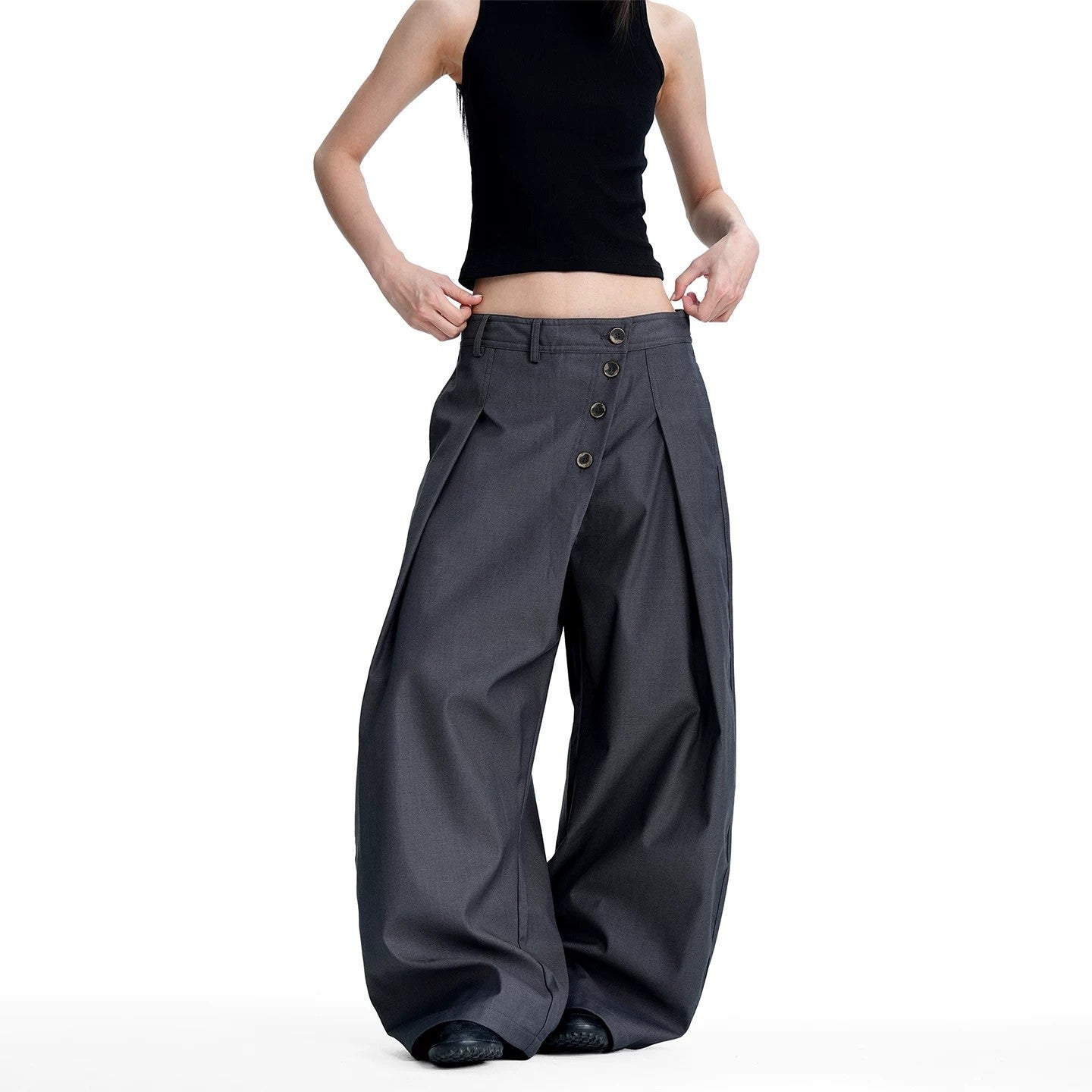 Scimitar Pants Summer New Arrival Vintage Double-breasted Casual Style